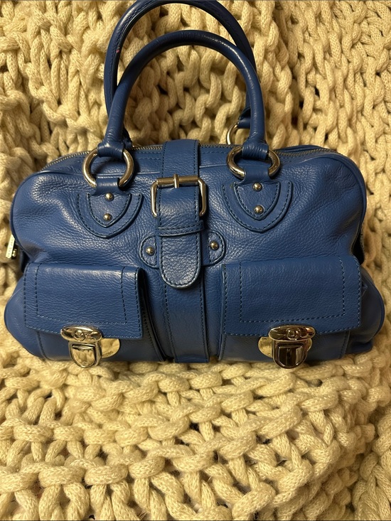 Marc Jacobs Handbags - Marc Jacobs Blue Leather Satchel with Gold Hardware